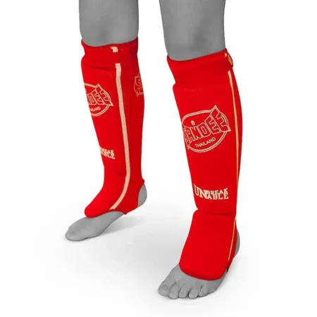 Sandee Adult Slip-on Competition Shin Guards- Red White