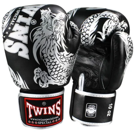 Twins FBGVL4-49 Silver Flying Dragon Muay Thai Gloves