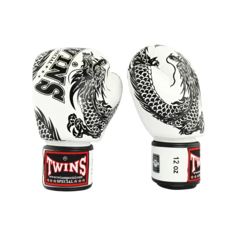 Twins FBGVL3-49 White Flying Dragon Muay Thai Gloves