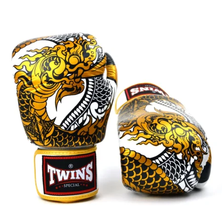Twins FBGVL3-52 White Gold Nagas Muay Thai Gloves
