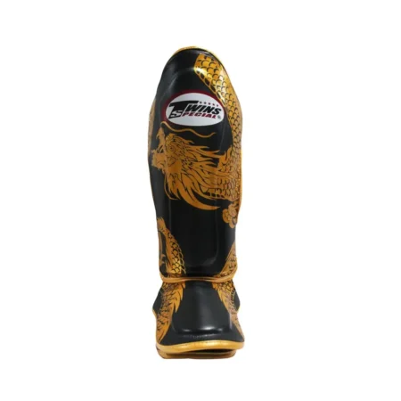 Twins FSGL10-49 Flying Dragon Gold/Black Double Padded Shin Guards