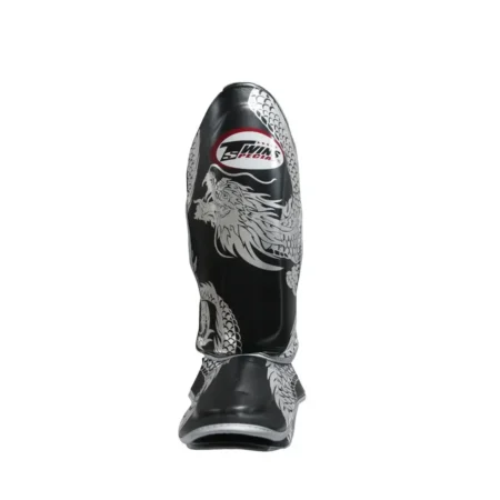 Twins FSGL10-49 Flying Dragon Silver/Black Double Padded Shin Guards