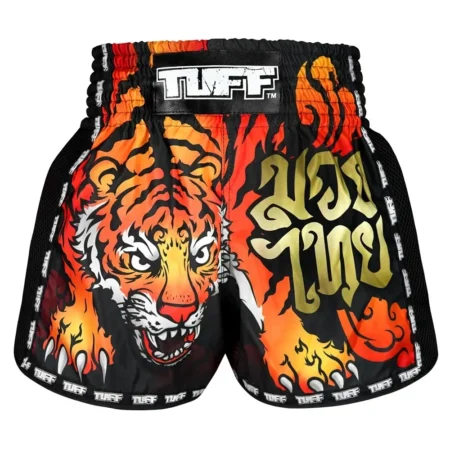 TUFF MSC125 Muay Thai Shorts Retro Style Black Furious Tiger